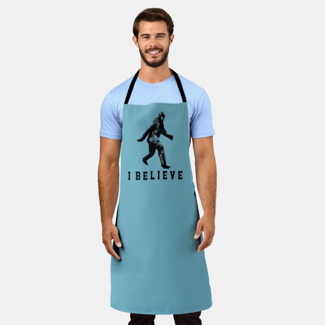 Bigfoot I Believe Customisable Text Apron (Worn)