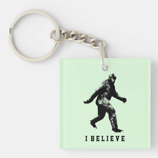 Bigfoot I Believe Customisable Text Key Ring (Front)