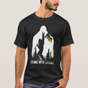 Bigfoot I Stand With Ukraine Ukrainian Flag Americ T-Shirt