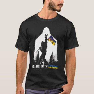 Bigfoot I Stand With Ukraine Ukrainian Flag Americ T-Shirt