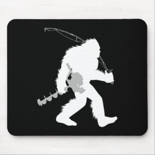 Bigfoot Ice Fishing Yeti Fisherman With Drilling A Mouse Mat
