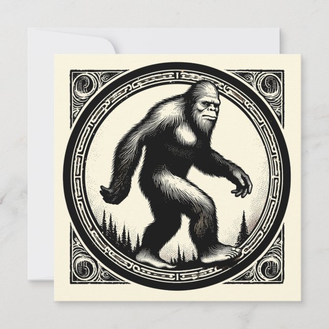 Bigfoot Illustration Folklore Card (Front)