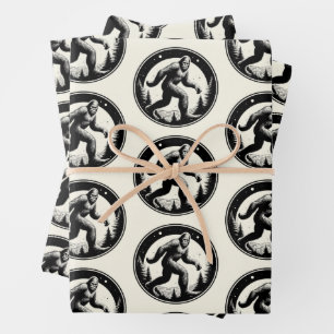 Bigfoot Illustration Folklore Wrapping Paper Sheet