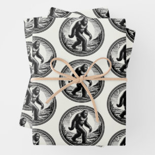 Bigfoot Illustration Folklore Wrapping Paper Sheet