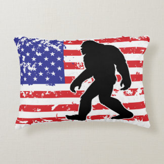 Bigfoot in an American Flag Decorative Cushion