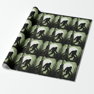 Bigfoot in Forest Trees Kids Birthday Party Wrapping Paper