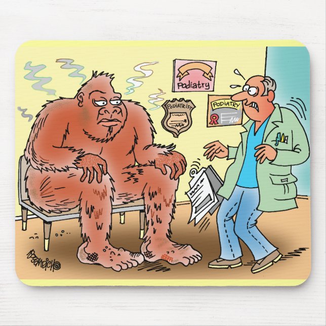 Bigfoot In Podiatrist Waiting Room Cartoon Mousepa Mouse Mat (Front)