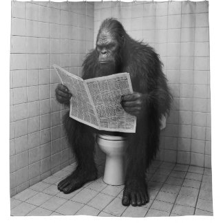 Bigfoot In The Bathroom Funny Shower Curtain