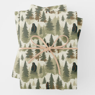 Bigfoot In the Forest Wrapping Paper Sheet