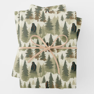 Bigfoot In the Forest Wrapping Paper Sheet