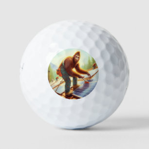 Bigfoot Installing Solar Panels Golf Balls