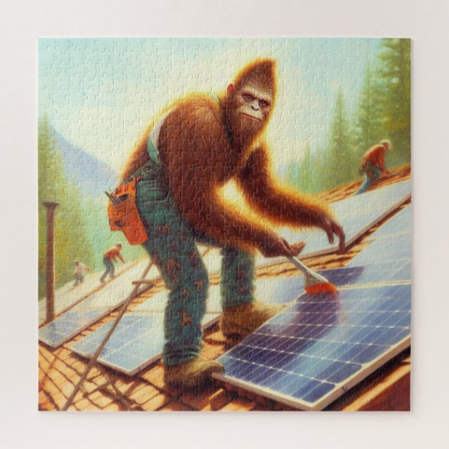 Bigfoot Installing Solar Panels Jigsaw Puzzle (Vertical)