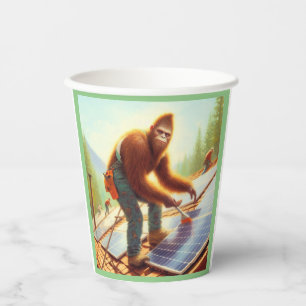 Bigfoot Installing Solar Panels Paper Cups