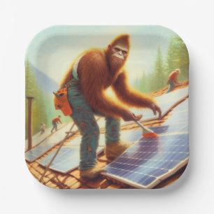 Bigfoot Installing Solar Panels Paper Plate