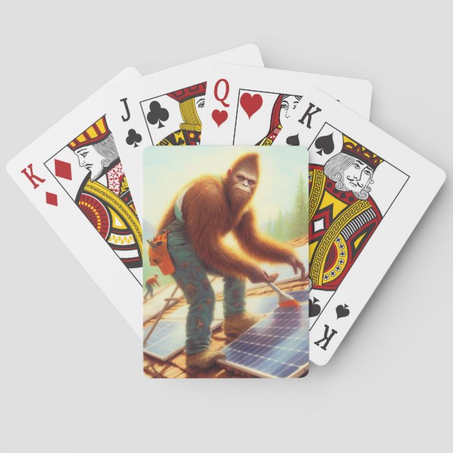 Bigfoot Installing Solar Panels Playing Cards (Back)