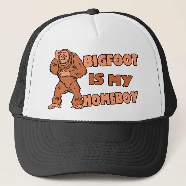 Bigfoot Is My Homeboy Trucker Hat (Front)