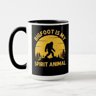 Bigfoot is My Spirit Animal Retro Sunset Mug