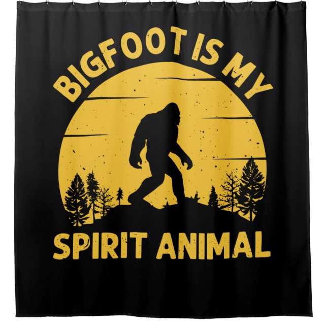 Bigfoot is My Spirit Animal Retro Sunset Shower Curtain (Front)
