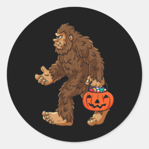 Bigfoot Jack O Lantern Fun Halloween Boys Kids Sas Classic Round Sticker