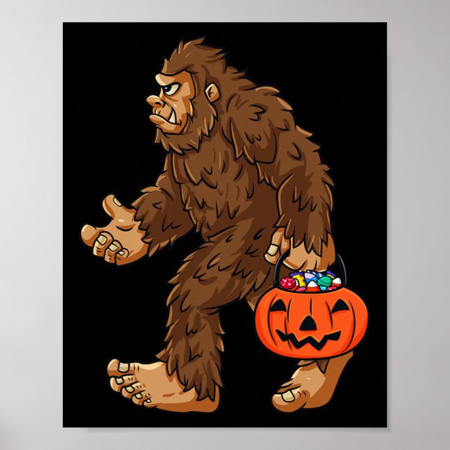 Bigfoot Jack O Lantern Fun Halloween Boys Kids Sas Poster (Front)