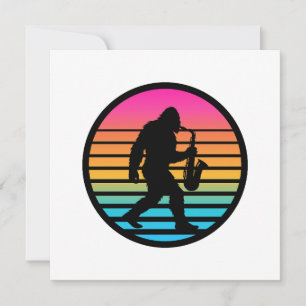 Bigfoot Jazz Saxophone Retro Sunset Design Invitation