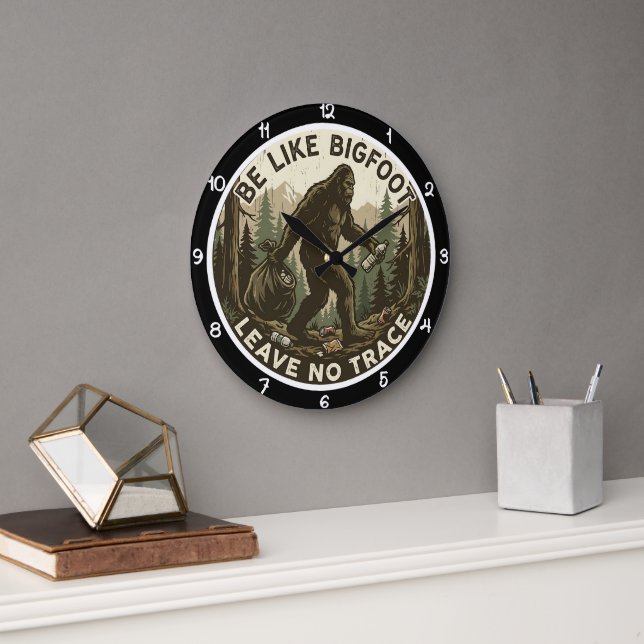 Bigfoot Leave No Trace Wilderness Large Clock (Office)