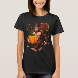 Bigfoot Lgrim Turkey Pumpkin Thanksgiving Day Boys T-Shirt
