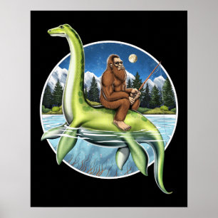 Bigfoot Loch Ness Fishing Poster