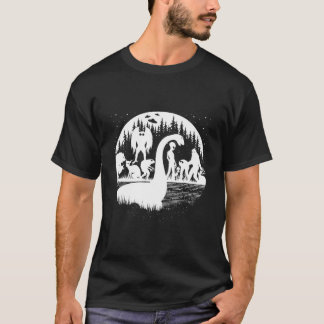 Bigfoot Loch Ness Monster Moth And Aliens Cryptids T-Shirt