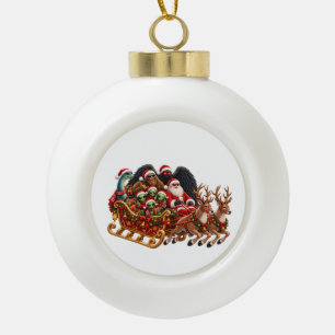 Bigfoot, Loch Ness Monster, Mothman, and Aliens Ceramic Ball Christmas Ornament