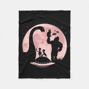 Bigfoot Loch Ness Monster Sasquatch Cat Ufo Funny  Fleece Blanket