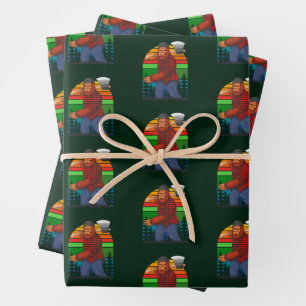 Bigfoot Lumberjack With Axe Sasquatch Forester Fun Wrapping Paper Sheet