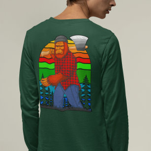 Bigfoot Lumberjack With Axe Sasquatch Plaid T-Shirt