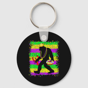 Bigfoot Mardi Gras Sasquatch Funny Men Kids Carniv Key Ring