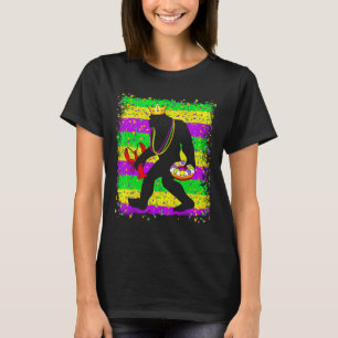 Bigfoot Mardi Gras Sasquatch Funny Men Kids Carniv T-Shirt