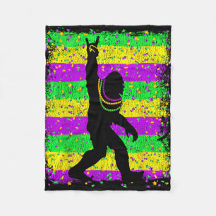 Bigfoot Mardi Gras Sasquatch Funny Men Kids Gift T Fleece Blanket