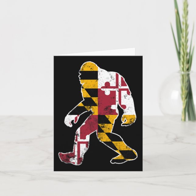 Bigfoot Maryland Flag State Sasquatch Men Women Ki Card (Front)