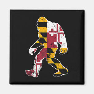 Bigfoot Maryland Flag State Sasquatch Men Women Ki Magnet