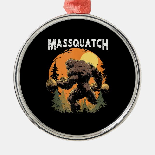 Bigfoot Massquatch Funny  Metal Tree Decoration (Front)