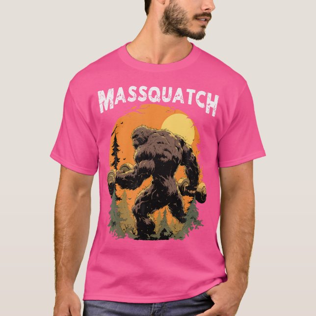 Bigfoot Massquatch Funny Sasquatch Workout Gym Wei T-Shirt (Front)