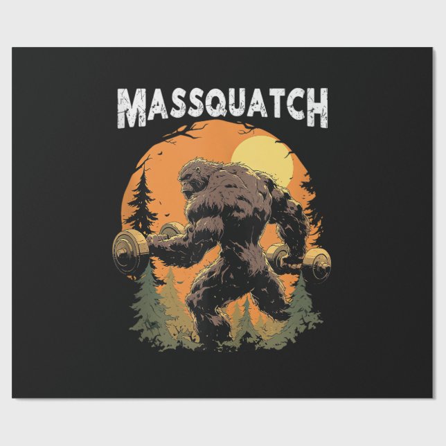 Bigfoot Massquatch Funny  Wrapping Paper (Flat)