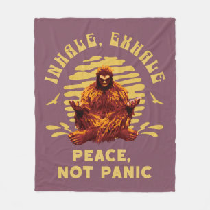 Bigfoot Meditation Peace Not Panic Design Fleece Blanket