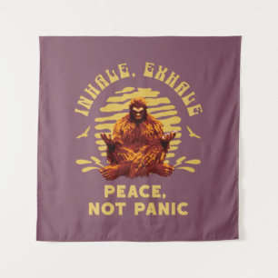 Bigfoot Meditation Peace Not Panic Design Tapestry