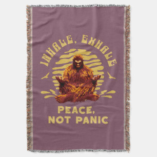 Bigfoot Meditation Peace Not Panic Design Throw Blanket