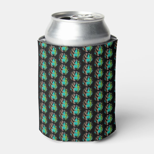 Bigfoot Meets Alien Can Cooler (Can Front)