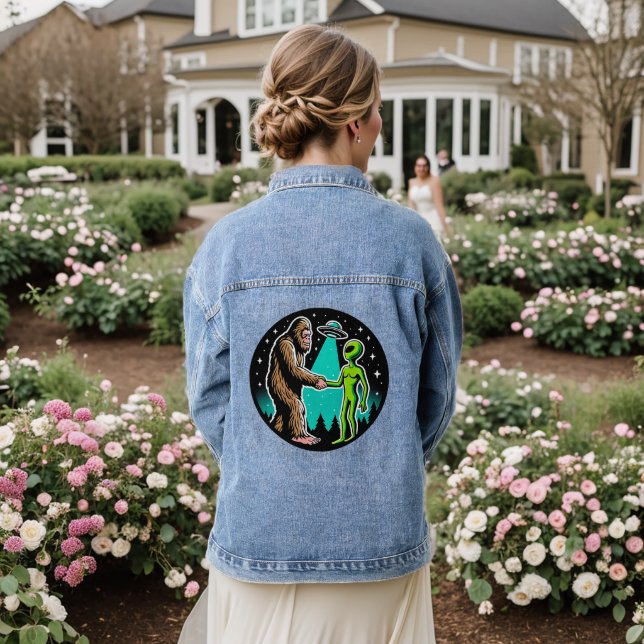 Bigfoot Meets Alien Denim Jacket (Wedding Back)