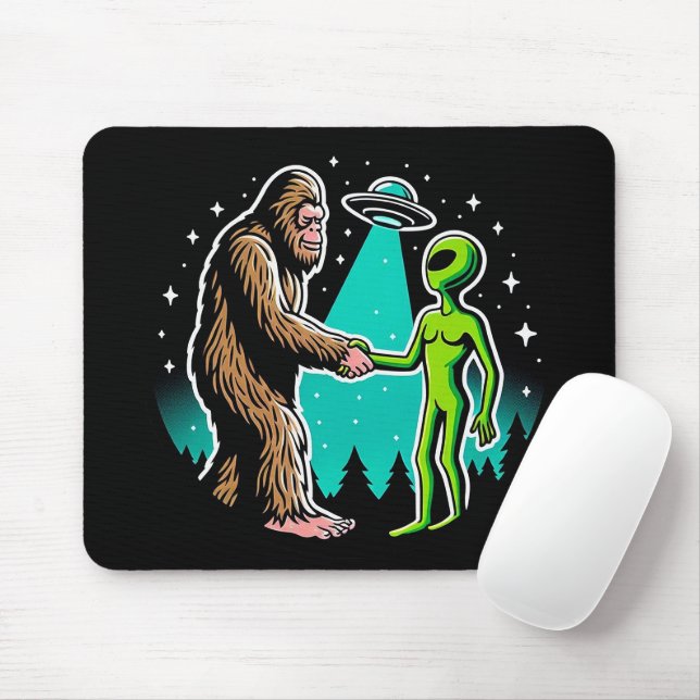 Bigfoot Meets Alien Mouse Mat (With Mouse)