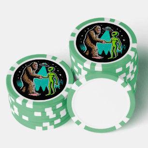 Bigfoot Meets Alien Poker Chips