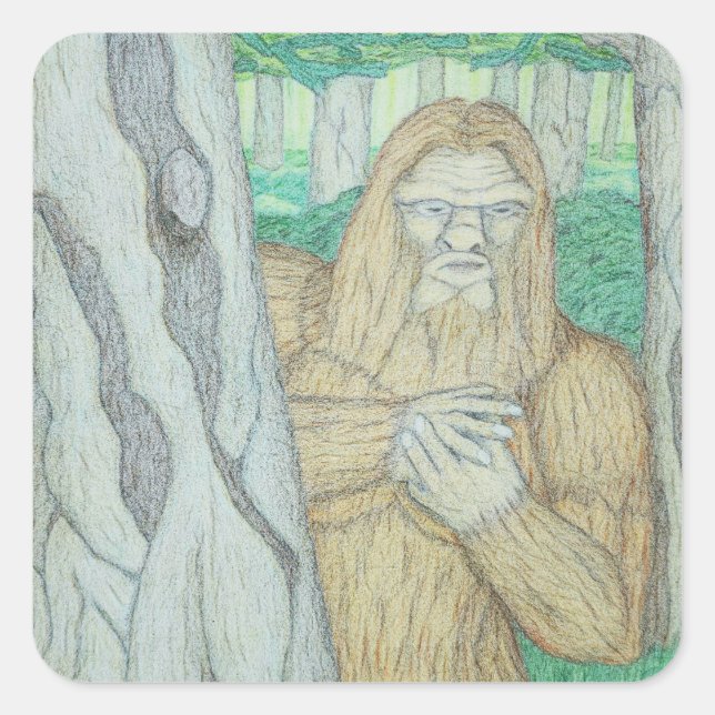 Bigfoot meme parody square sticker (Front)
