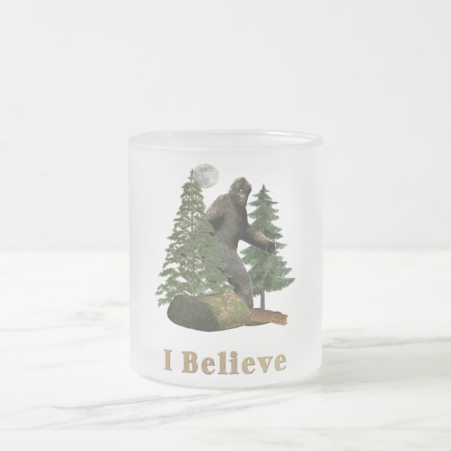Bigfoot merchandise frosted glass coffee mug (Center)